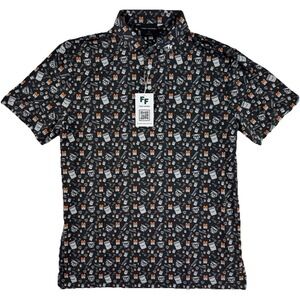 Fore Fathers Golf Polo Shirt Mens Medium Bulldog All Over Print